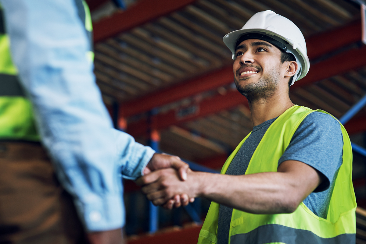 Consulting Service and employee shaking hands